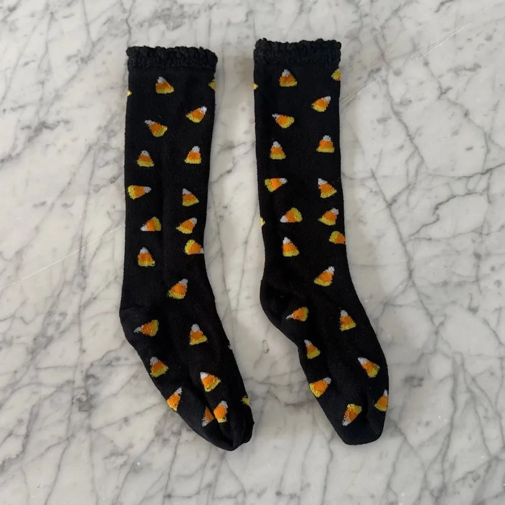 Little Stocking Co Halloween Candy Corn Socks Knee High Girls Sz 4-6Y